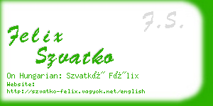 felix szvatko business card